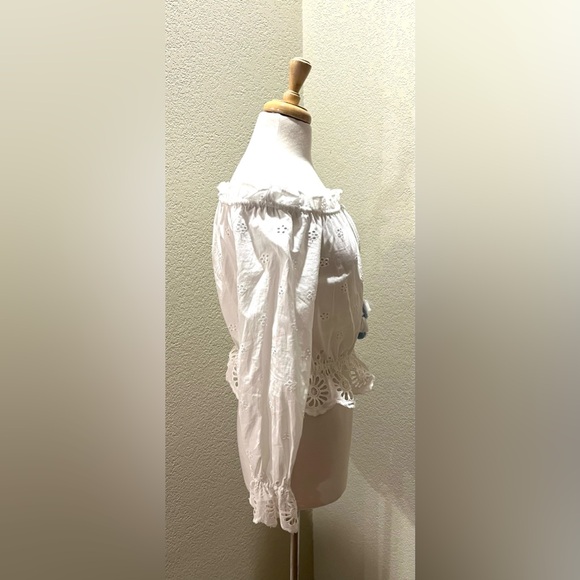 Rebecca Minkoff Anthea Off The Shoulder Eyelet Top Boho Peasant Shirt XS NEW - Picture 3 of 7